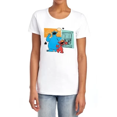 Женская футболка Sesame Street Cookie Monster и Elmo, белая