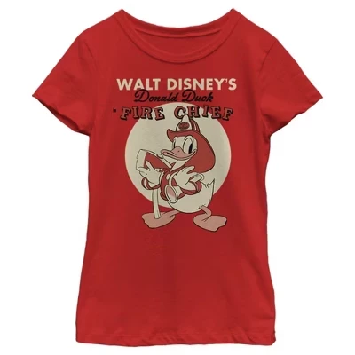 Girl's Disney Fire Chief Donald T-Shirt red