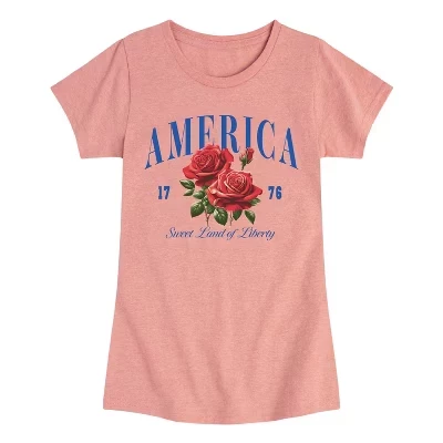 Приталенная футболка с коротким рукавом и рисунком American Roses desert pink