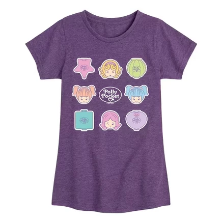 Футболка для девочек Polly Pocket Grid, фиолетовый меланж
