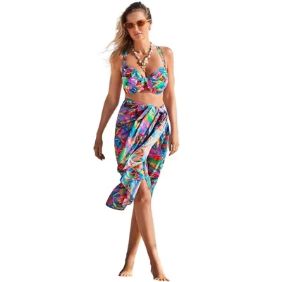 Купальники для всех типов женщин Легкая регулируемая юбка-саронг с запахом (доступны большие размеры) royal tropical oasis