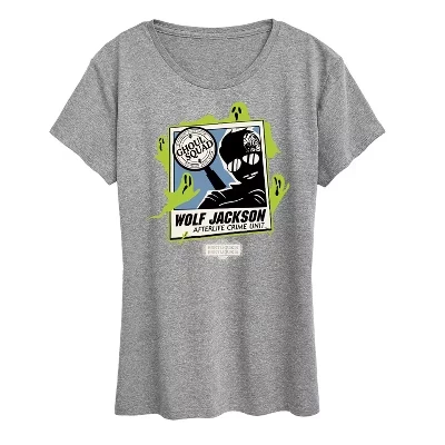 Женская футболка с принтом beetlejuice wolf jackson, серая