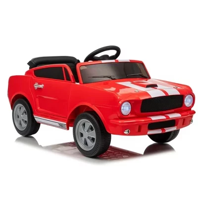 Поездка на лицензионном Shelby GT350, 12 В, Игрушки для малышей, Детский электромобиль с ремнем безопасности, 2 скорости, Фара, Модернизированная панель красного цвета