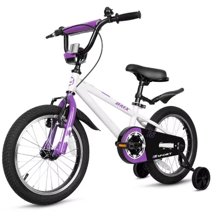 16 Дюймовые детские велосипеды BMX для мальчиков и девочек в возрасте от 4 до 5 лет, спортивный велосипед с тормозом, детский велосипед с тренировочными колесами, белый