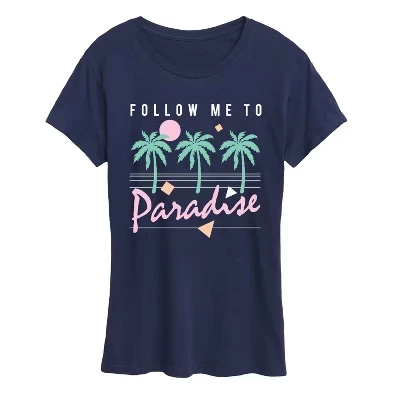 Женская футболка Instant Message «Follow Me to Paradise», синяя