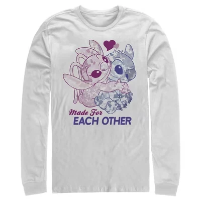 Мужской лонгслив Lilo & Stitch Made for Each Other, белый
