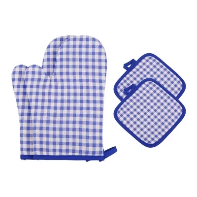Oven Mitts and Pot Holders Sets 2 Pcs Heat Resistant Kitchen Oven Gloves and Pot Holders for Kitchen blue