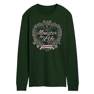 Мужская футболка Monster For Life Coquette с длинным рукавом и графическим рисунком зеленого цвета