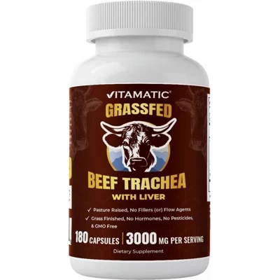 Добавка Vitamatic говяжья трахея с печенью, 180 капсул