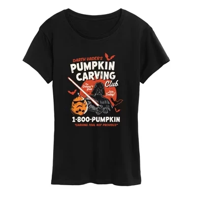 Женская футболка с коротким рукавом Darth Vader's Pumpkin Carving Club, черная