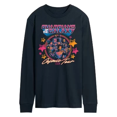 Мужская футболка Guardians of the Galaxy Cosmic Tour с длинным рукавом и графическим рисунком темно-синего цвета.