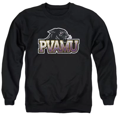 Толстовка с круглым вырезом для взрослых с официальным логотипом Prairie View A&M University, черная