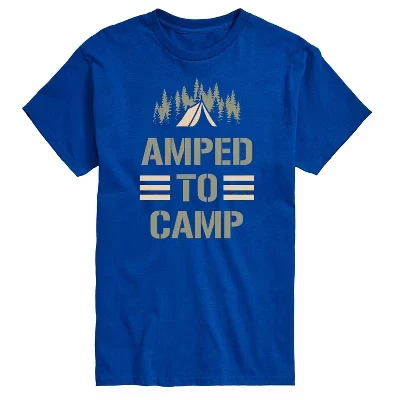 Мужская футболка с коротким рукавом Amped To Camp с графическим рисунком королевского синего цвета