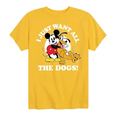 Футболка с коротким рукавом Mickey Pluto Just Want All Dogs с рисунком желтого цвета