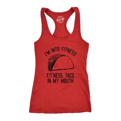 Женская майка для фитнеса Taco In My Mouth Tanktop Funny Shirt - Женская майка Crazy Dog Для смеха, красная