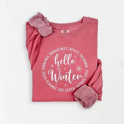 Женская легкая одежда, окрашенная в графический цвет толстовка Hello Winter Circle crimson