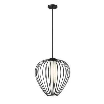 Подвеска Savanti 1-Light - Современная матово-черная сталь с рассеивателем из опалового стекла, 18 