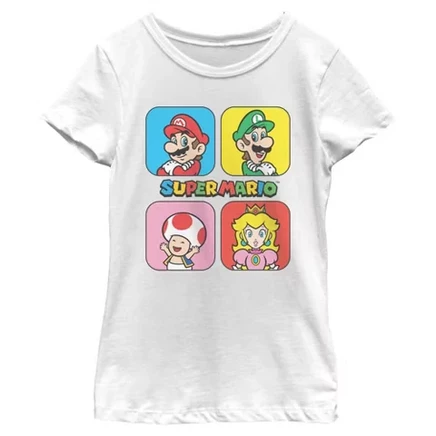 Футболка для девочек Super Mario Squares Group белая