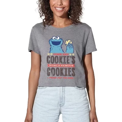 Женский топ Sesame Street Cookie Monster, серый меланж