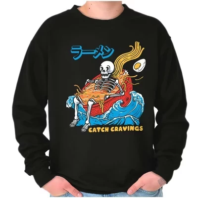 Толстовка Skeleton Ramen Surf Catch Cravings для мужчин или женщин, черный
