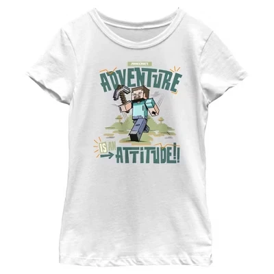 Футболка для девочек Classic Steve Adventure Is an Attitude белого цвета