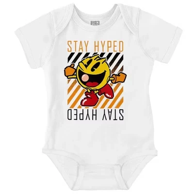 Аркадная видеоигра PACMAN Stay Hyped Baby Romper для мальчиков или девочек с лицензией белого цвета