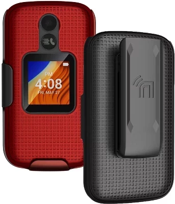 Комбинированный чехол-кобура с зажимом для ремня для Alcatel TCL Flip 2 (T408DL, 4058G, 4058E) красный