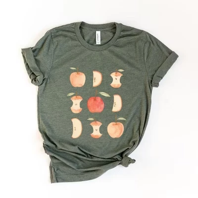 Футболка с акварельным рисунком Apple Chart Shirt design с коротким рукавом