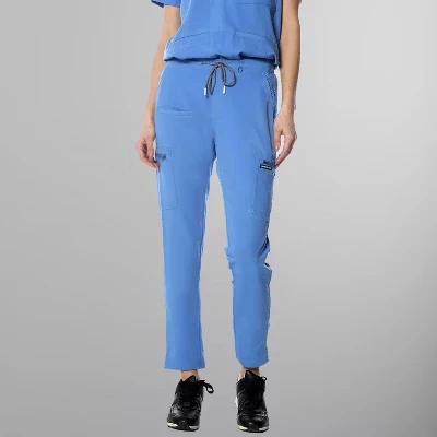 Женские спортивные брюки-карго Scrub Jogger с открытой нижней частью штанины (сумки с карманами на талии с принтом) темно-синего цвета