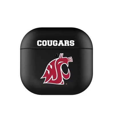 Чехол для AirPods 4 Keyscaper кожзам с эмблемой Washington State Cougars, черный