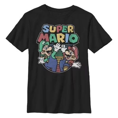 Потертая футболка Super Mario High Five для мальчиков в стиле Хаски, черная