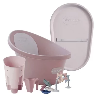 Набор для купания и пеленания Shnuggle, 6 предметов, розовый
