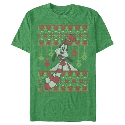 Мужская футболка Mickey Mouse, Гуфи, зеленый меланж