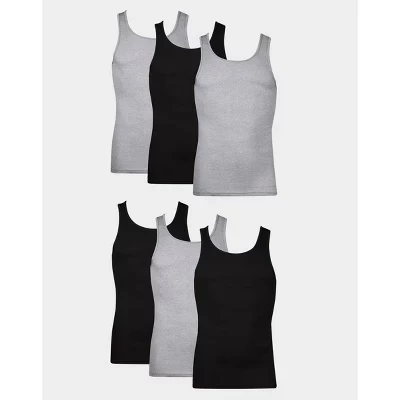 Мужские майки Hanes, 6 шт., серые и черные