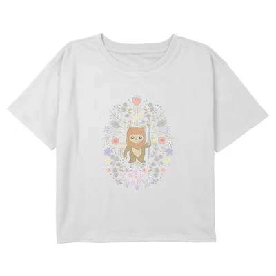 Футболка с весенними цветами для девочек Ewok белого цвета