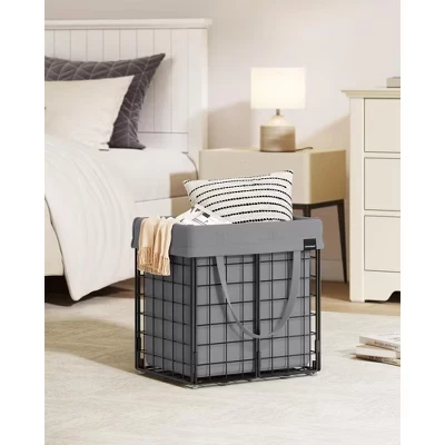 Корзина для белья SONGMICS HOME 50 л складная, черно-серая