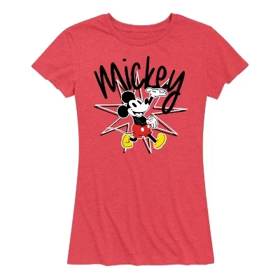 Женская футболка с коротким рукавом Mickey Star Burst и графическим принтом, красная