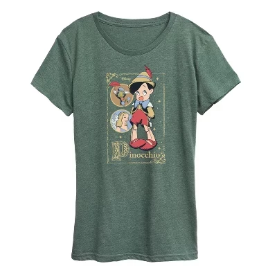 Женская футболка Disney Пиноккио, можжевеловый меланж