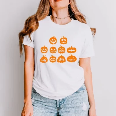 Футболка с коротким рукавом Halloween Pumpkin Faces белая