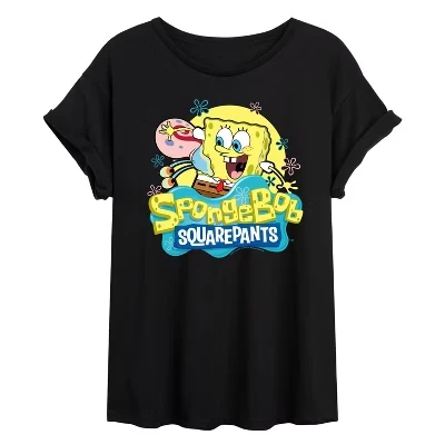 Женская футболка SpongeBob «Губка Боб и Гэри», черная