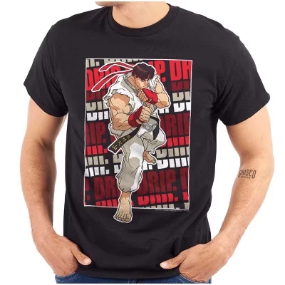 Футболка с графическим рисунком Street Fighter Ryu для видеоигр, мужская или женская лицензионная черная