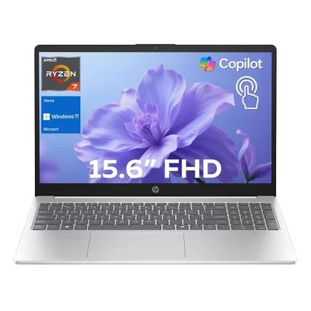 Ноутбук HP Essential 15-fc0057wm с 15,6-дюймовым сенсорным экраном FHD, AMD Ryzen 7 7730U, 16 ГБ оперативной памяти, 1 ТБ SSD, Wi-Fi 6, Windows 11 Home, серебристый