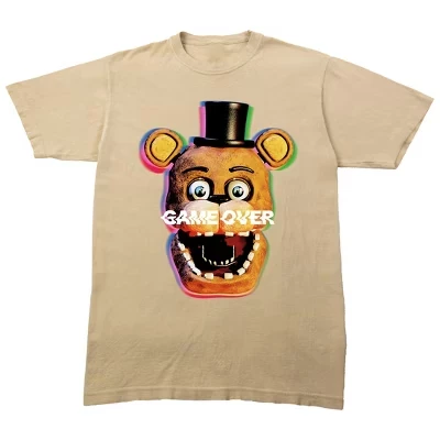 Мужская футболка Five Nights At Freddy's Game Over Cradle розового цвета с круглым вырезом и коротким рукавом белого цвета