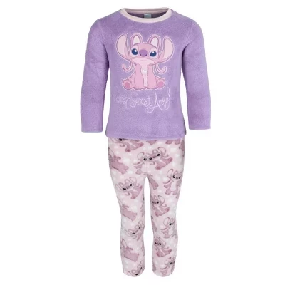 Флисовый пижамный комплект Disney Stitch Angel для маленькой девочки фиолетового цвета