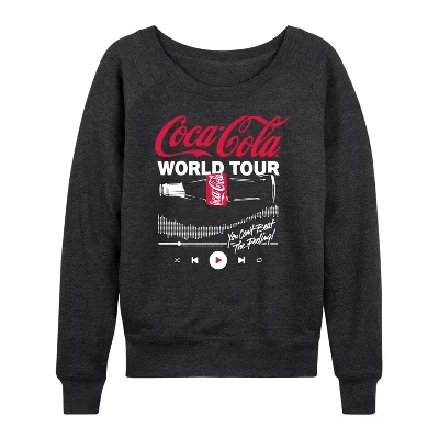 Женская футболка World Tour Bottle Легкая французская махровая рубашка с широким вырезом и длинным рукавом с графическим рисунком heather charcoal