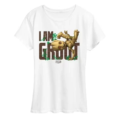 Женская футболка Guardians of the Galaxy I Am Groot с коротким рукавом и рисунком, белая