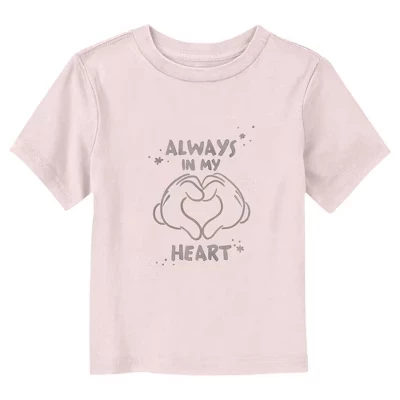 Детская футболка Mickey & Friends Always in My Heart Hands светло-розового цвета