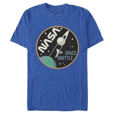Мужская футболка Space Shuttle Around Moon синего цвета