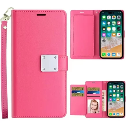 Чехол-кошелек ENTRONIX для iPhone 16 Plus, ярко-розовый