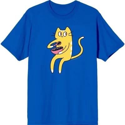 Мужская футболка с коротким рукавом Derpy Kitty Cat с розовой чашкой, синяя